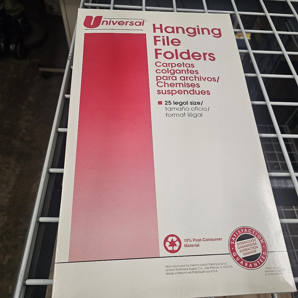 Universal Hanging File Folders - Legal Size - 19 New